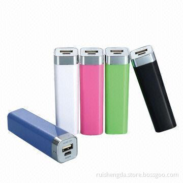2000mAh Capacity Portable Power Bank Charger, Lip-stick Shape